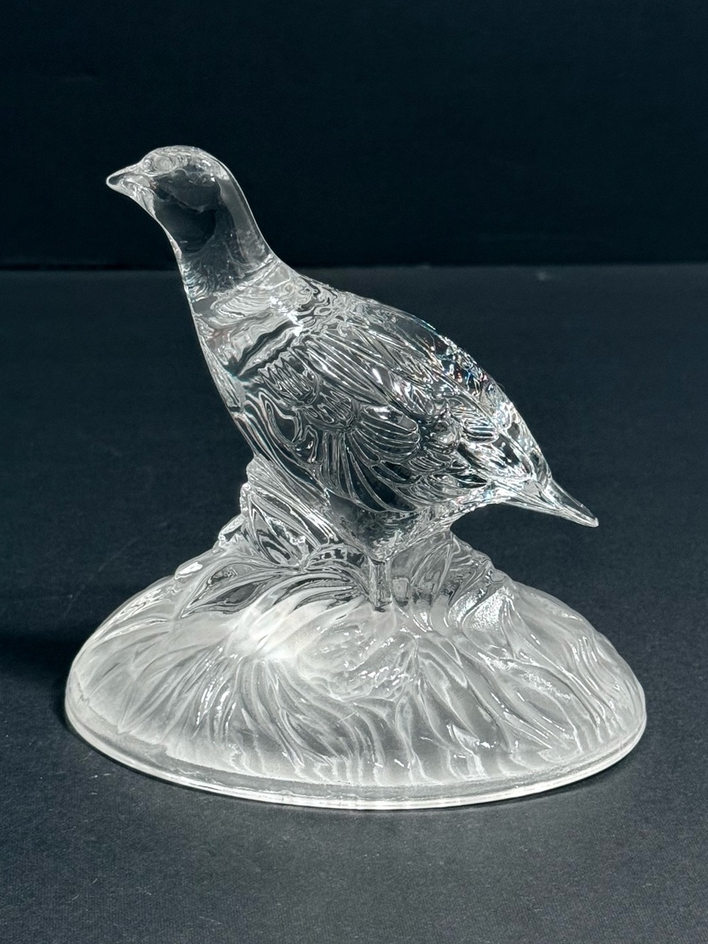 Vintage Cristal D’Arques France Clear Lead Crystal Red Grouse Bird Figurine